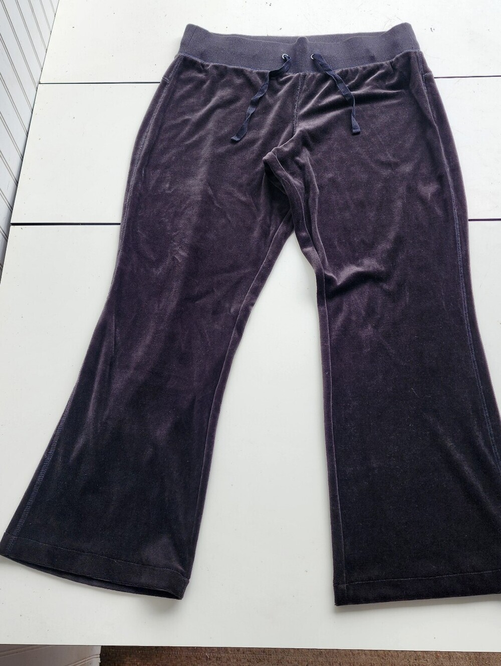 TG TEK GEAR Womens Pants Lounge Sweatpants Velour Soft Black Cotton Blend Sz L